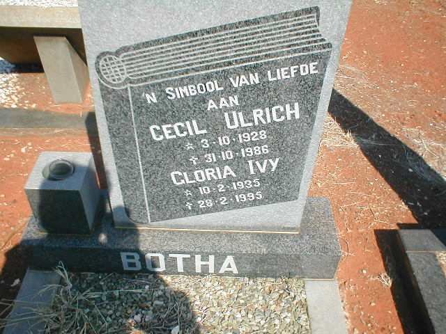 BOTHA Cecil Ulrich 1928-1986 &amp; Gloria Ivy 1935-1995