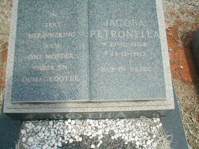 BOTHA Jacoba Petronella 1904-1980