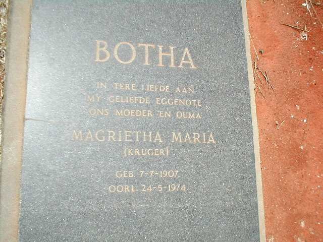 BOTHA Magrietha Maria nee KRUGER 1907-1974