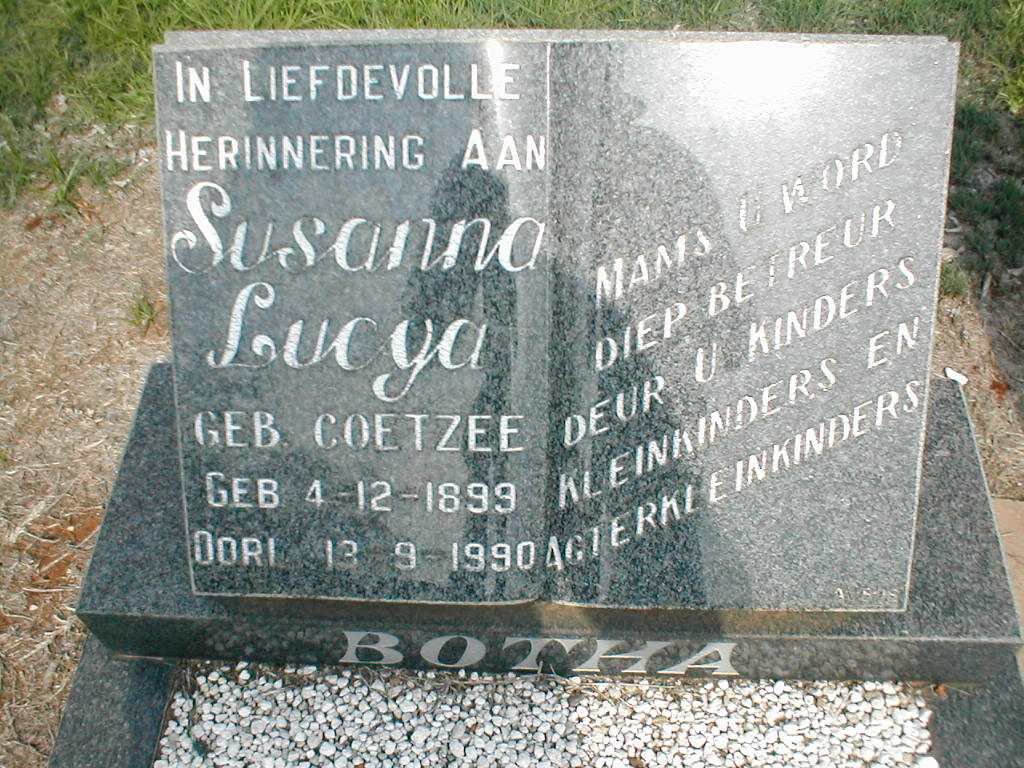 BOTHA Susanna Lucya nee COETZEE 1899-1990