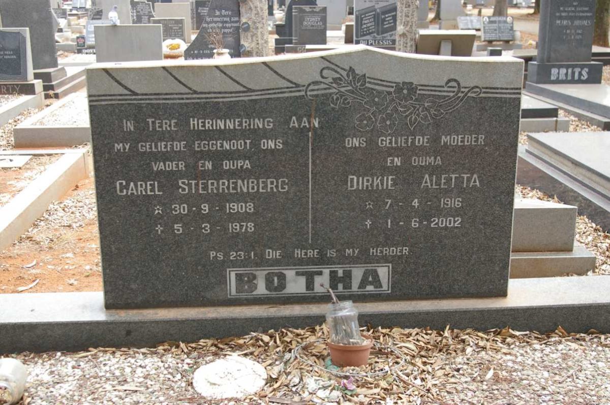 BOTHA Carel Sterrenberg 1908-1978 &amp; Dirkie Aletta 1916-2002