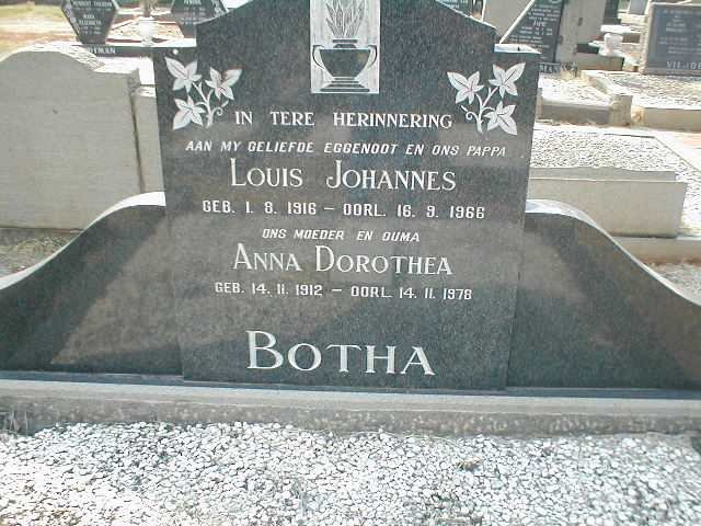 BOTHA Louis Johannes 1916-1966 &amp; Anna Dorothea 1912-1978