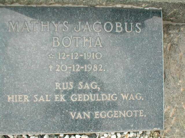 BOTHA Mathys Jacobus 1910-1982