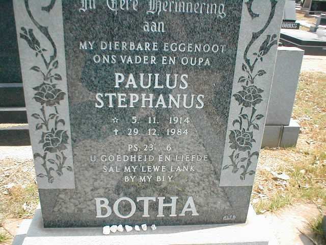 BOTHA Paulus Stephanus 1914-1984
