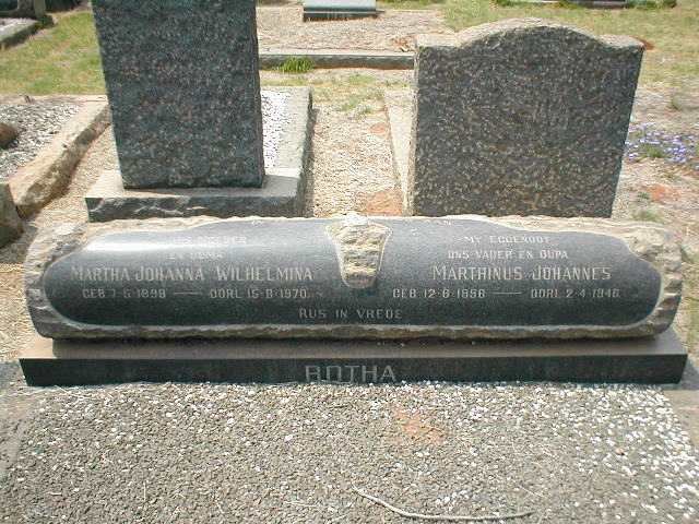 BOTHA Marthinus Johannes 1896-1946 &amp; Martha Johanna Wilhelmina 1898-1970