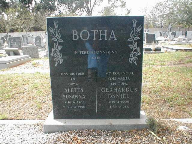 BOTHA Gerhardus Daniel 1905-1981 &amp; Aletta Susanna 1908-1990