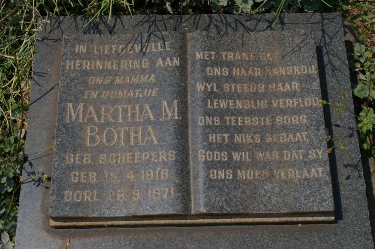 BOTHA Martha M. nee SCHEEPERS 1918-1971