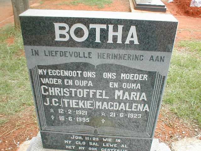 BOTHA Christoffel J.C. 1921-1995 &amp; Maria Magdalena 1923-
