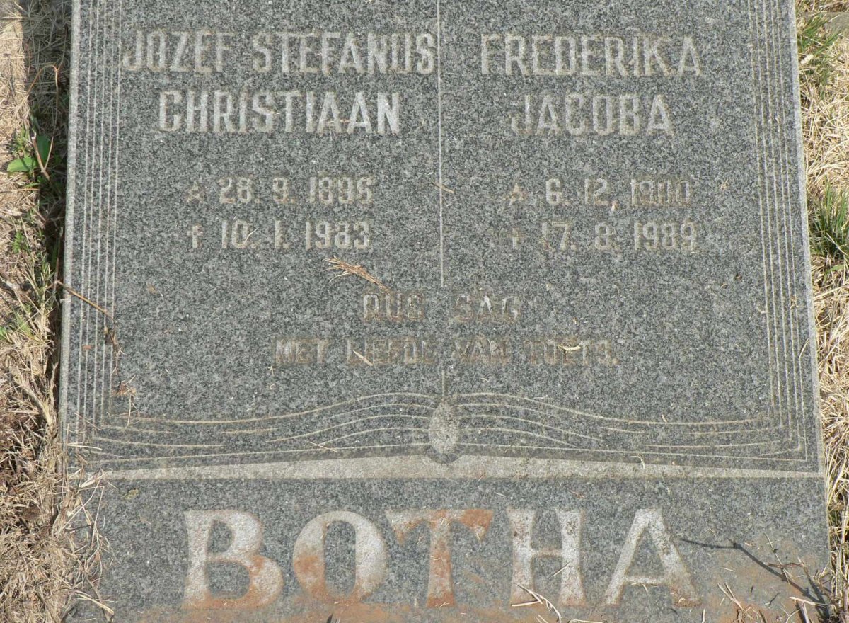 BOTHA Jozef Stefanus Christiaan 1896-1983 &amp; Frederika Jacoba 1900-1989