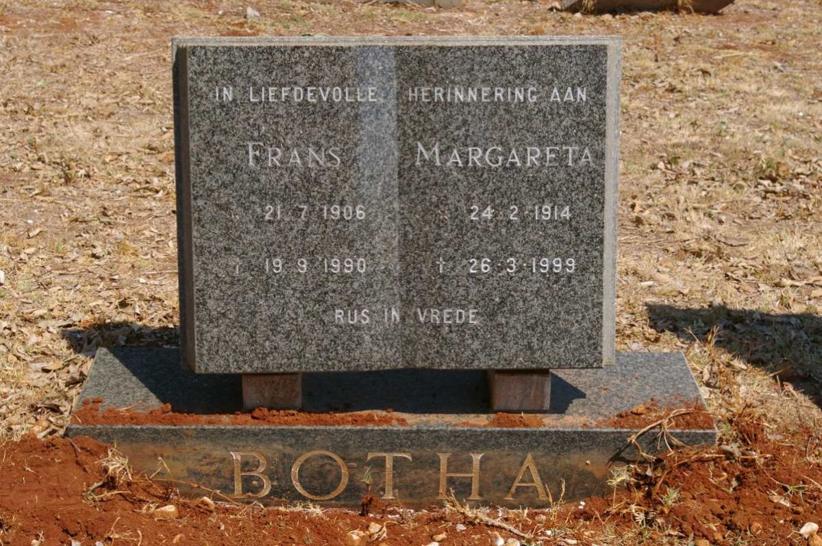 BOTHA Frans 1906-1990 &amp; Margareta 1914-1999