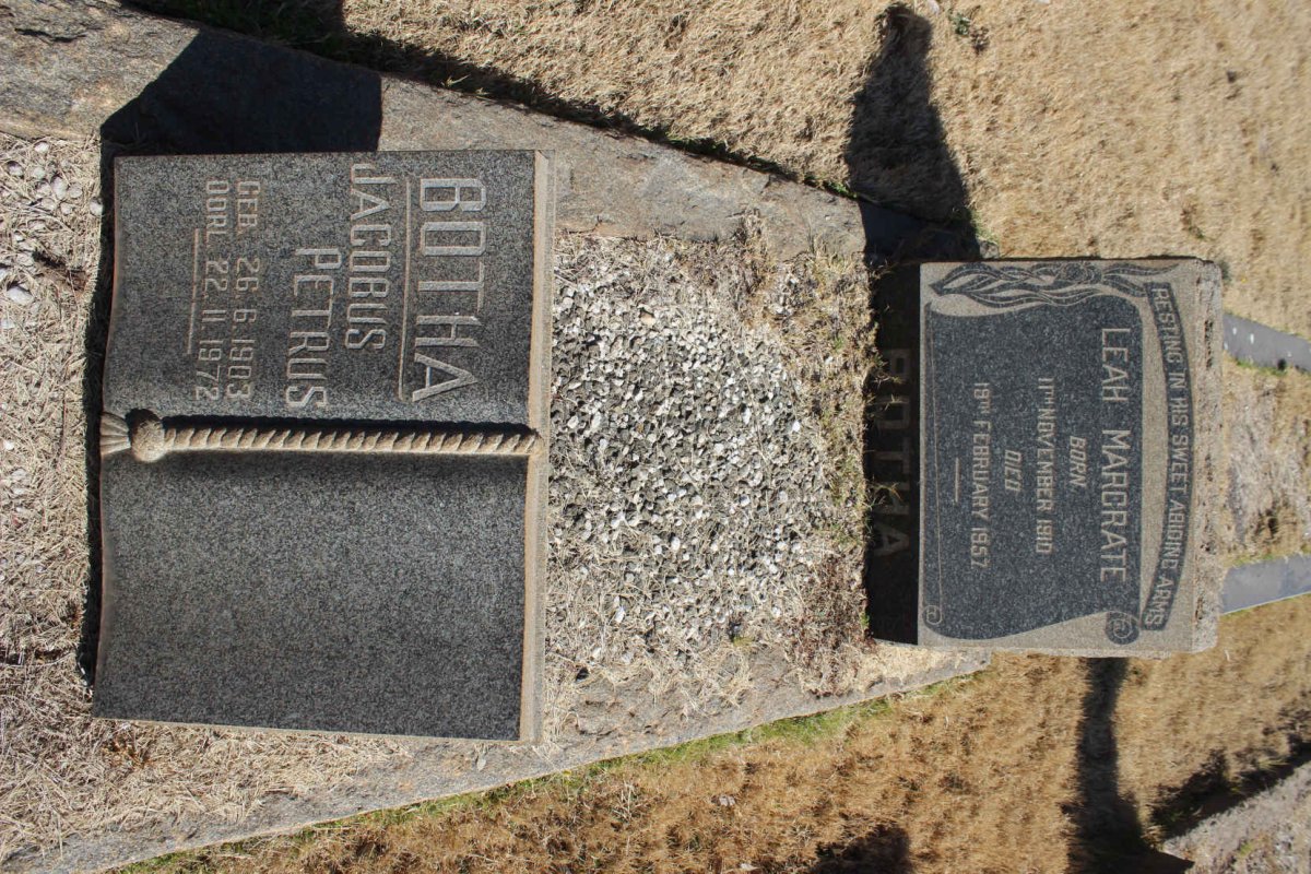 BOTHA Jacobus Petrus 1903-1972 &amp; Leah Margrate 1910-1957