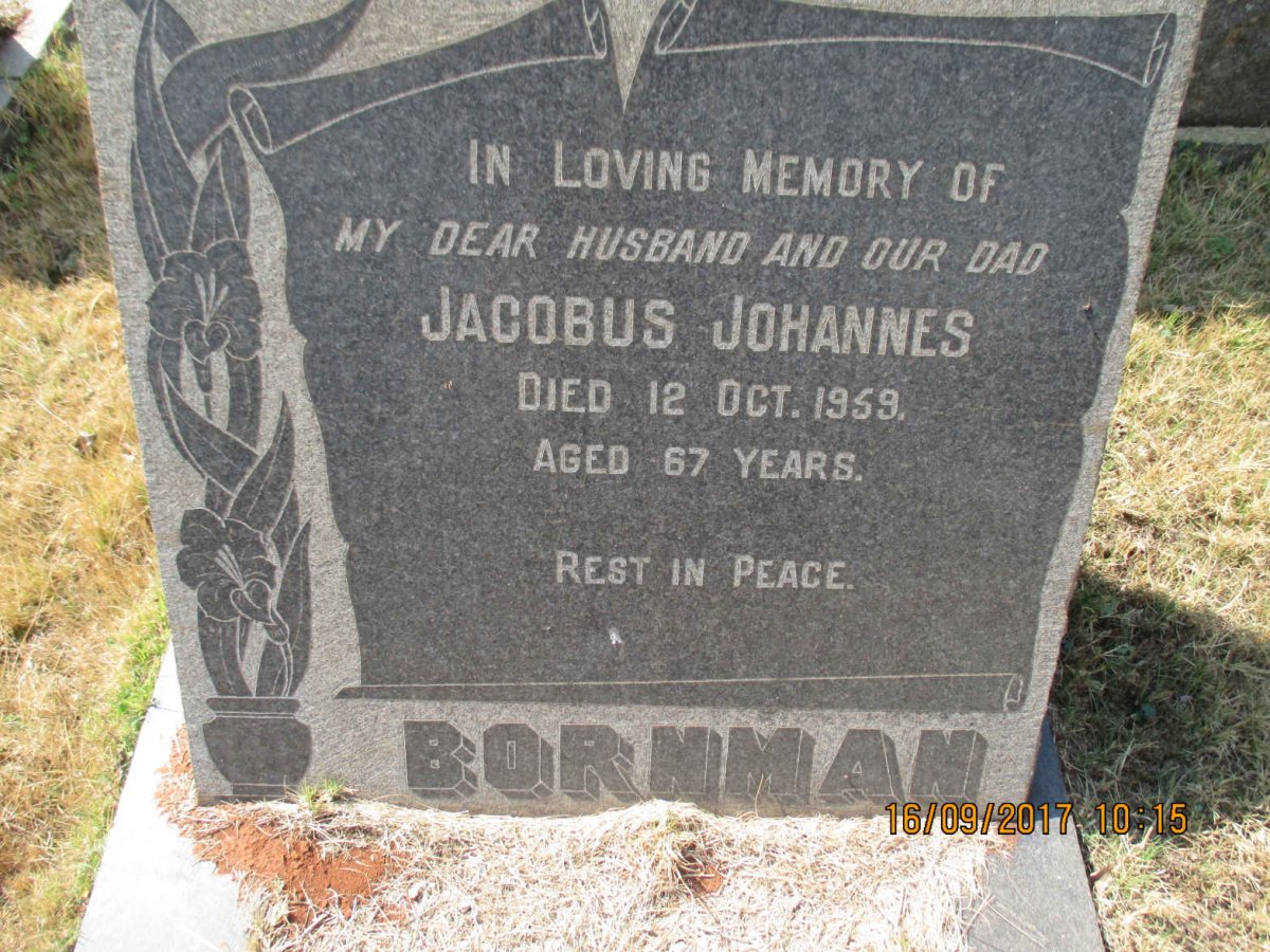 BORNMAN Jacobus Johannes  -1959