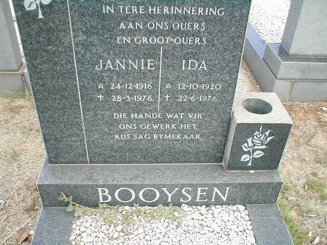 BOOYSEN Jannie 1916-1976 &amp; Ida 1920-1976