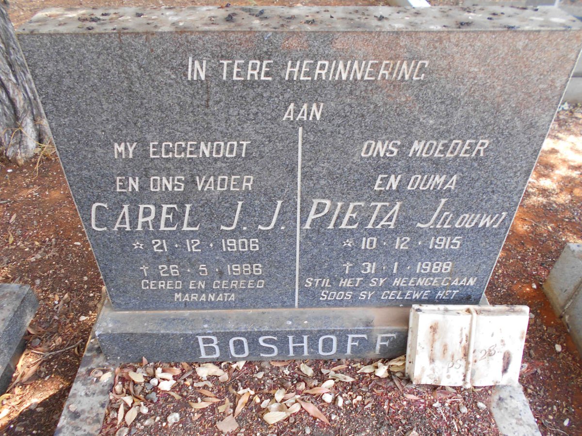 BOSHOFF Carel J.J. 1906-1986 &amp; Pieta J. LOUW 1915-1988