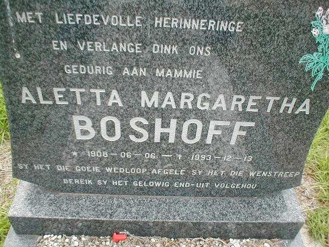 BOSHOFF Aletta Margaretha 1908-1993