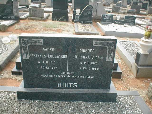 BRITS Johannes Lodewikus 1915-1977 &amp; Hermina C.M.S. 1917-1968
