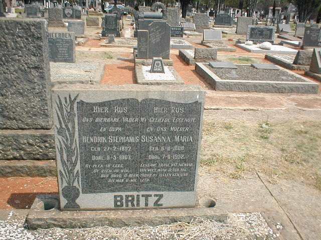 BRITZ Hendrik Stephanus 1892-1963 &amp; Susanna Maria 1888-1952