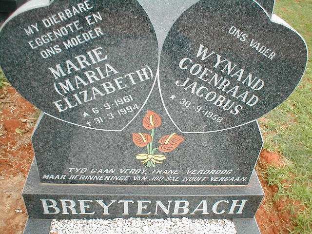BREYTENBACH Wynand Coenraad Jacobus 1958-  &amp; Maria Elizabeth 1961-1994