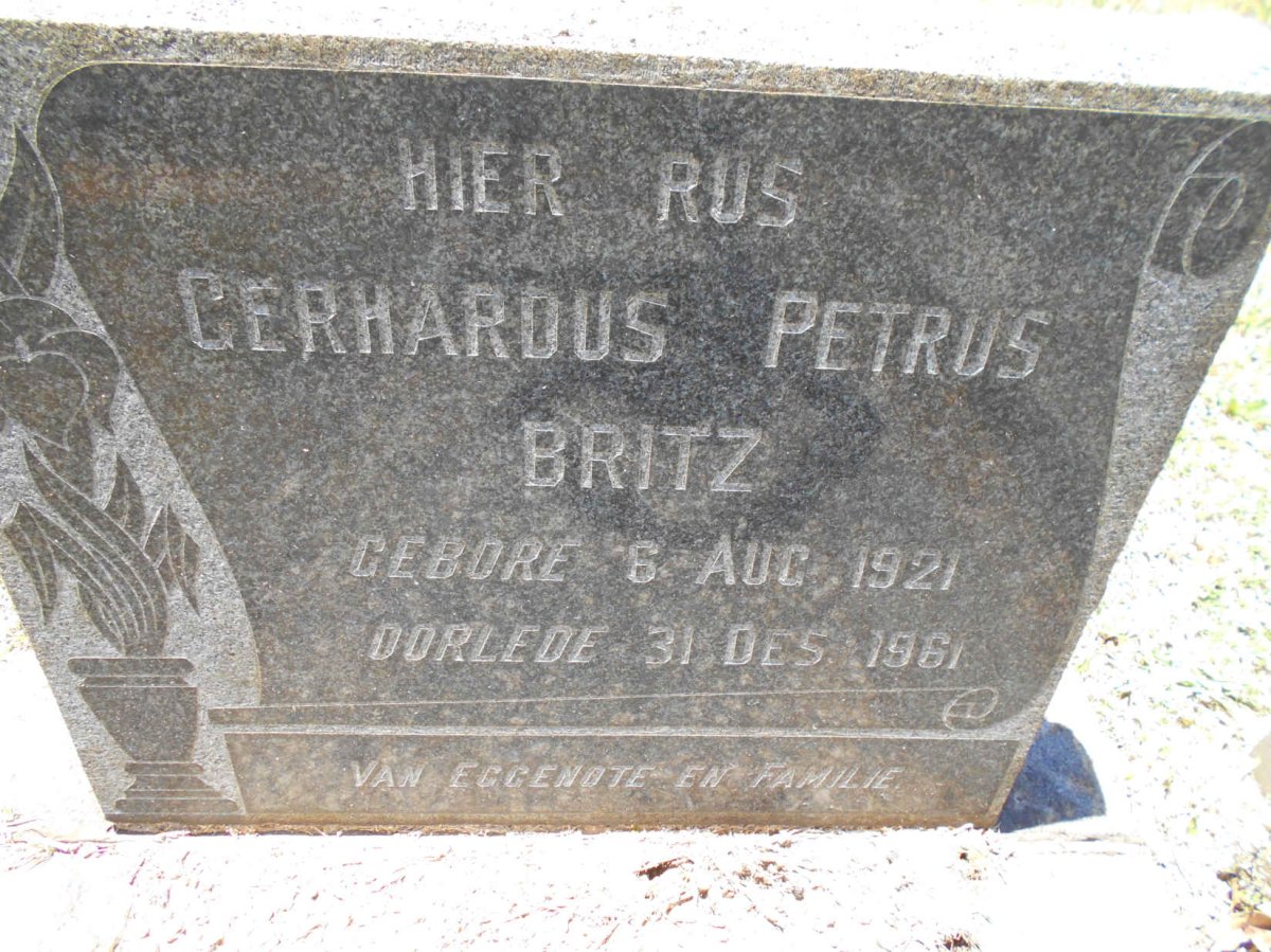 BRITZ Gerhardus Petrus 1921-1961