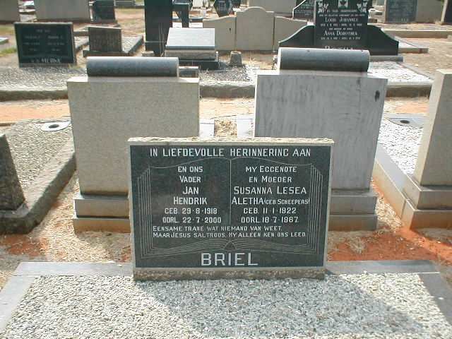BRIEL Jan Hendrik 1918-2000 &amp; Susanna Lesea Aletha SCHEEPERS 1922-1967