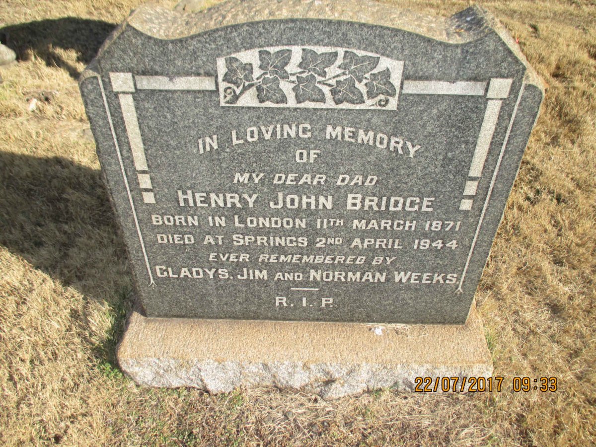 BRIDGE Henry John 1871-1944
