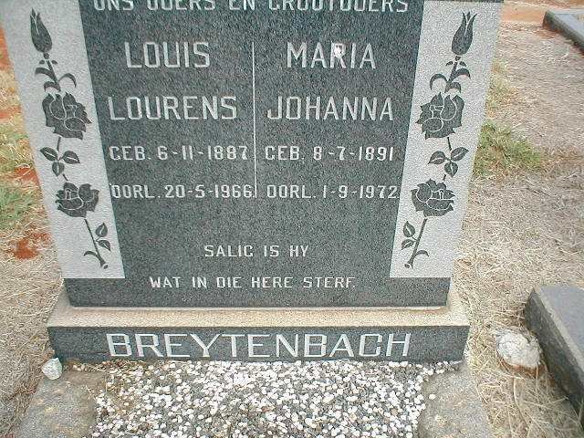 BREYTENBACH Louis Lourens 1887-1966 &amp; Maria Johanna 1891-1972