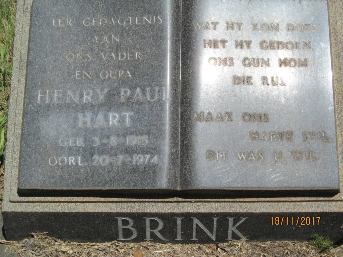 BRINK Henry Paul Hart 1915-1974