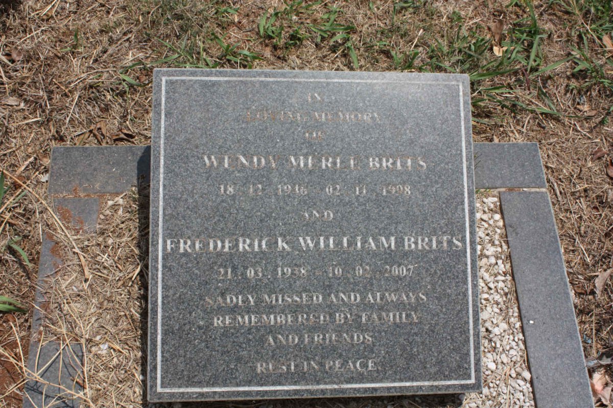 BRITS Frederick William 1938-2007 &amp; Wendy Merle 1946-1998