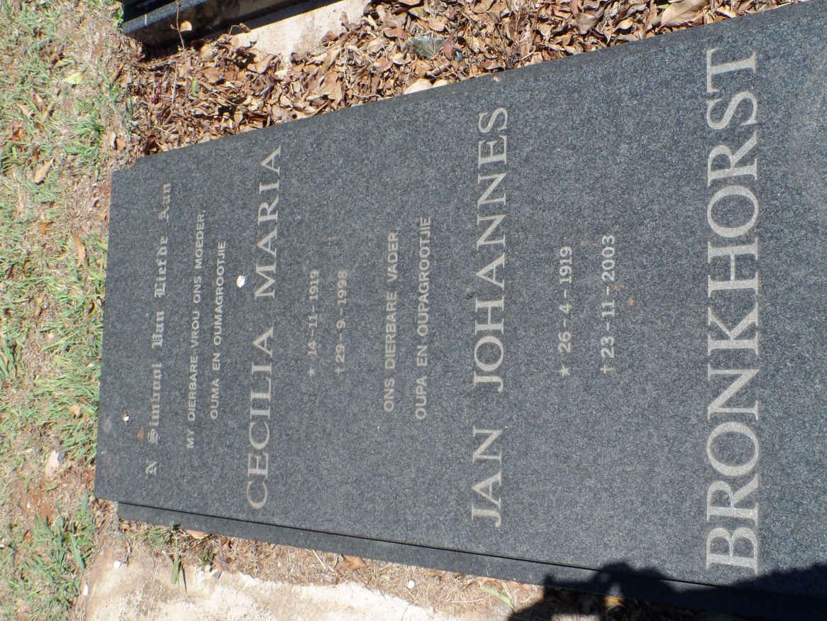 BRONKHORST Jan Johannes 1919-2003 &amp; Cecilia Maria 1919-1998