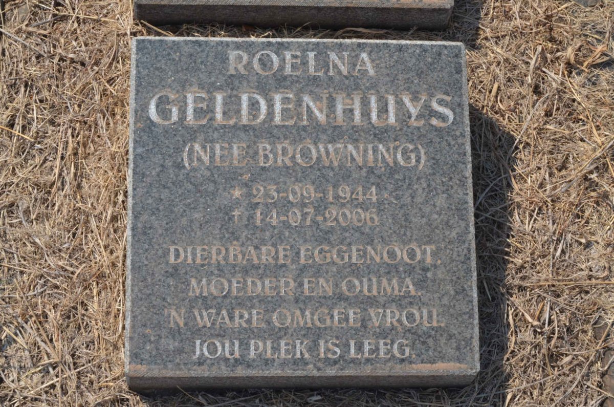 BROWNING Roy 1911-1980 &amp; Gertie STEYN -1952 :: GELDENHUYS Roelna nee BROWNING 1944-2006