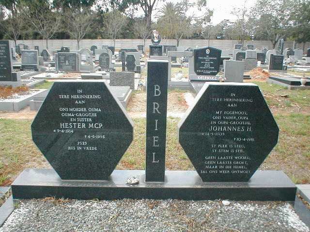 BRIEL Johannes H. 1903-1981 &amp; Hester M.C.P. 1914-1995