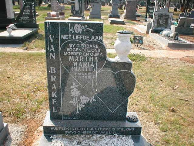 BRAKEL Martha Maria, van 1932-1998