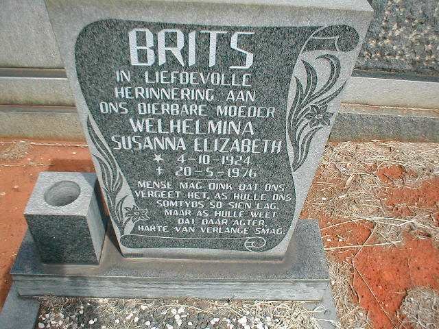 BRITS Welhelmina Susanna Elizabeth 1924-1976
