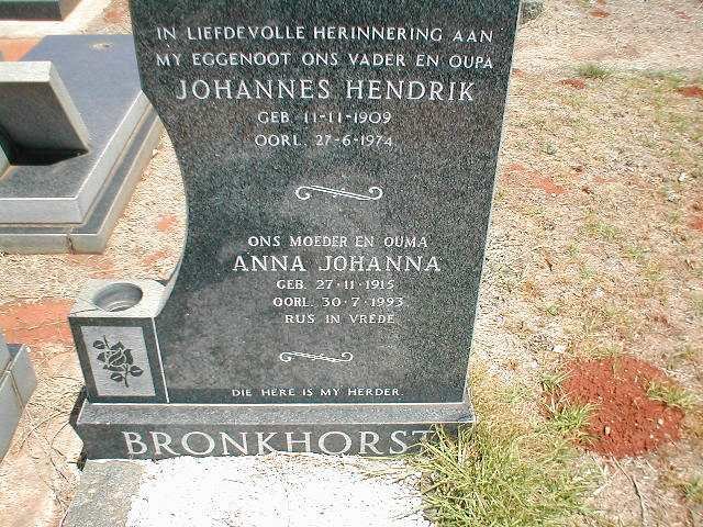 BRONKHORST Johannes Hendrik 1909-1974 &amp; Anna Johanna 1915-1993