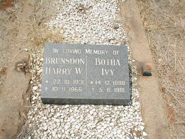 BRUNSDON Harry W. 1931-1966 :: BOTHA Ivy 1898-1981