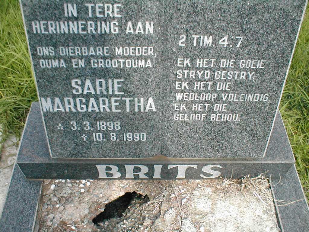 BRITS Sarie Margaretha 1898-1990