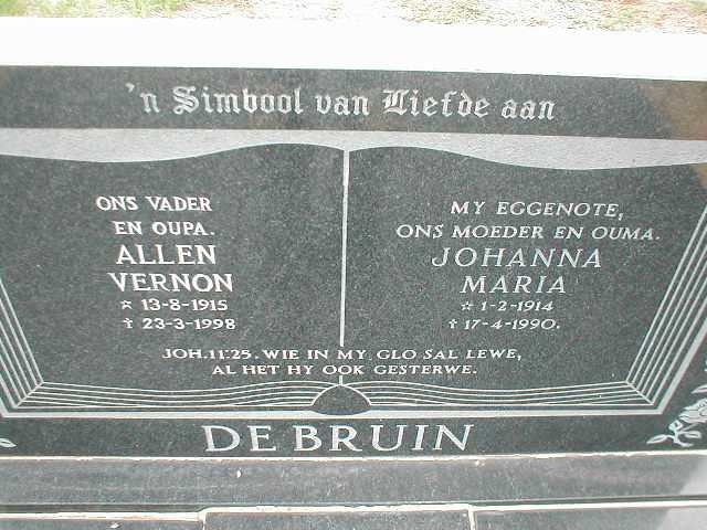 BRUIN Allen Vernon, de 1915-1998 &amp; Johanna Maria 1914-1990