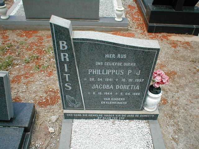 BRITS Phillippus P.J. 1941-1997 &amp; Jacoba Doretia 1944-1989