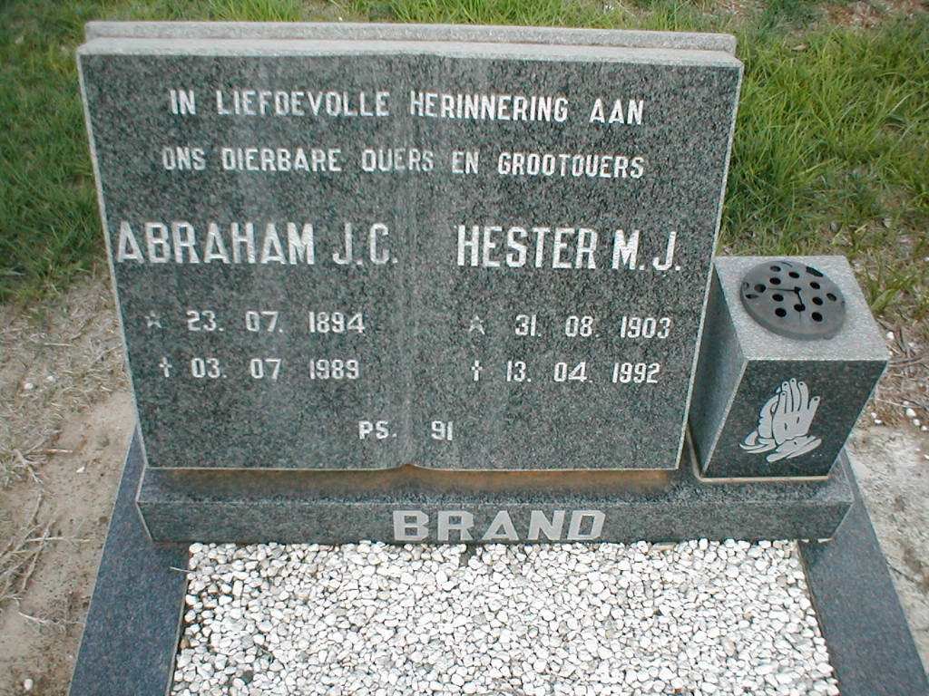 BRAND Abraham J.C. 1894-1989 &amp; Hester M.J. 1903-1992