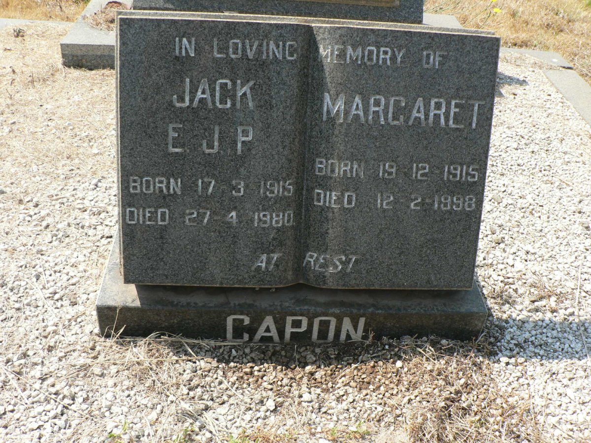 CAPON E.J.P. 1915-1980 &amp; Margaret 1915-1998