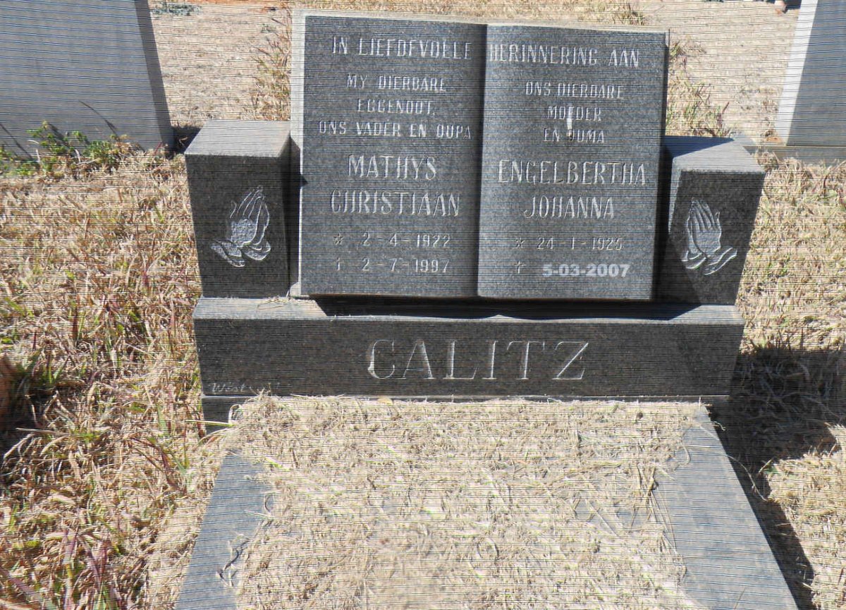 CALITZ Mathys Christiaan 1922-1997 &amp; Engelbertha Johanna 1925-2007