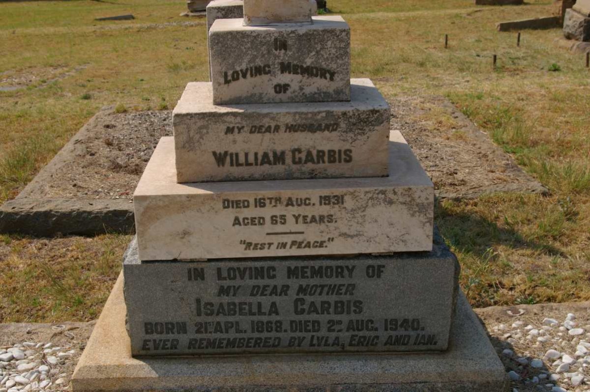 CARBIS William -1931 &amp; Isabella 1868-1940