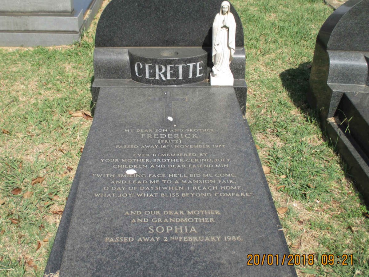 CERETTE Frederick -1977 &amp; Sophia -1986
