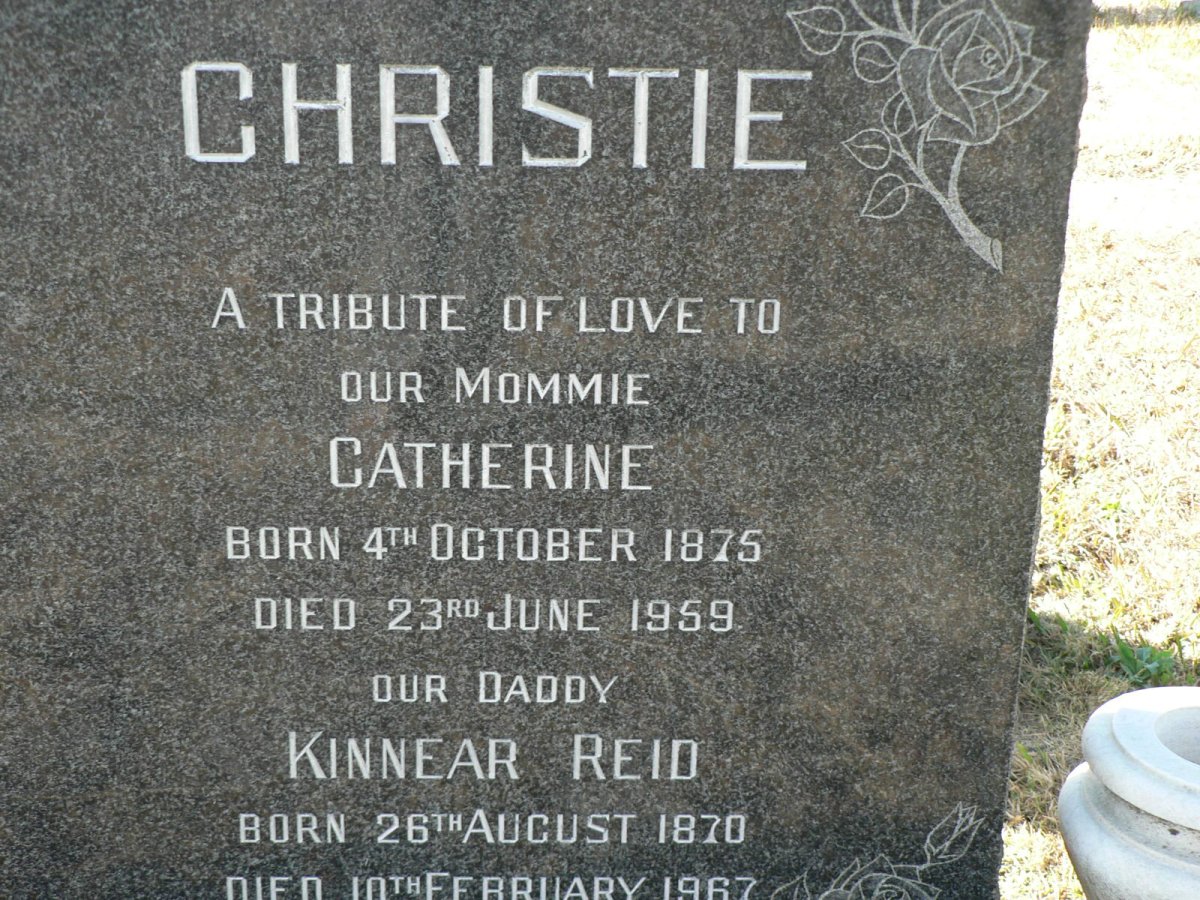 CHRISTIE Kinnear Reid 1870-1967 &amp; Catherine 1875-1959