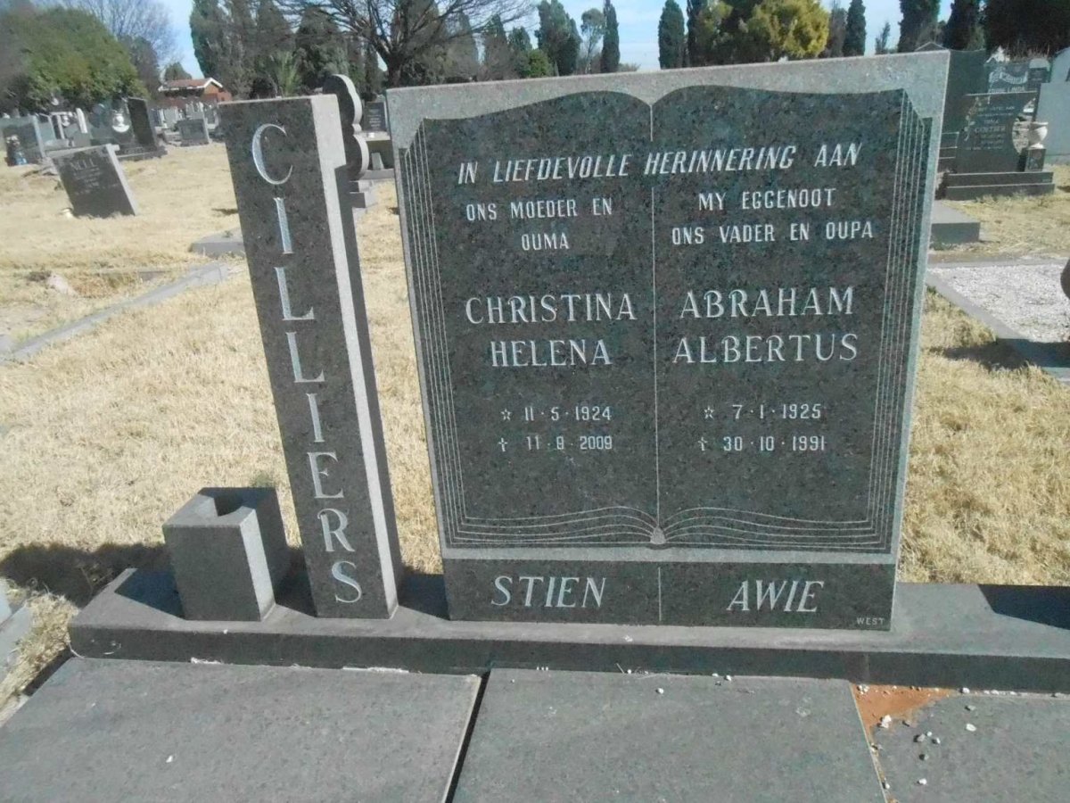 CILLIERS Abraham Albertus 1925-1991 &amp; Christina Helena 1924-2009