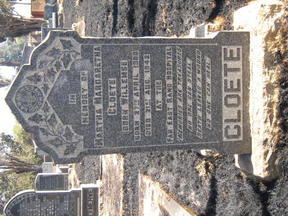 CLOETE Martha Margaretha nee WILLEMSE 1900-1942