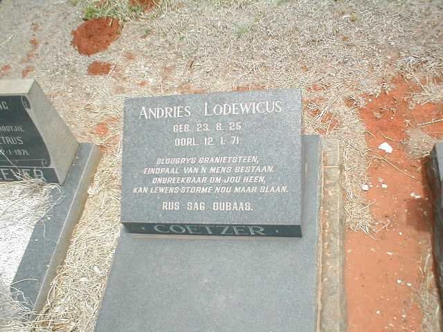 COETZER Andries Lodewicus 1925-1971