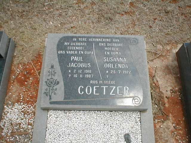 COETZER Paul Jacobus 1918-1987 &amp; Susanna Orlenda 1922-