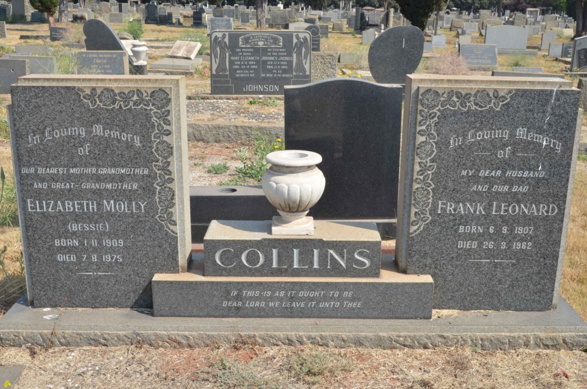 COLLINS Frank Leonard 1907-1962 &amp; Elizabeth Molly 1909-1975