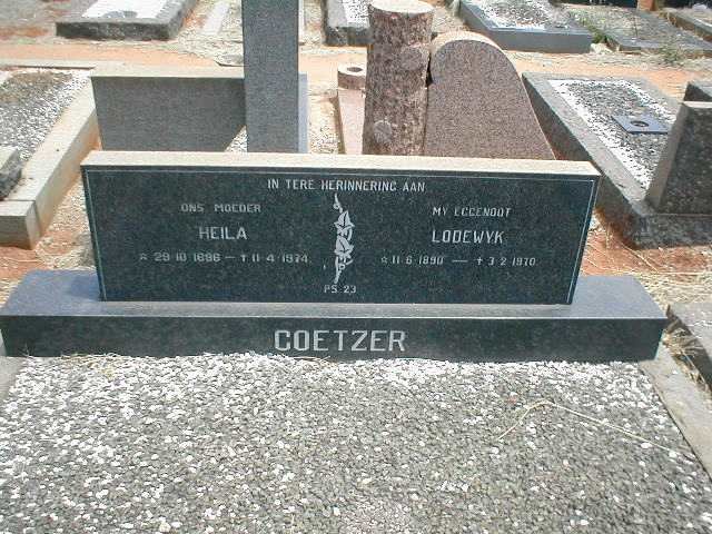 COETZER Lodewyk 1890-1970 &amp; Heila 1896-1974